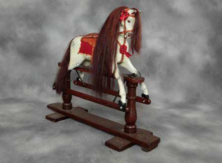 EXTRA CARVED ANTIQUE LINES ROCKING HORSE