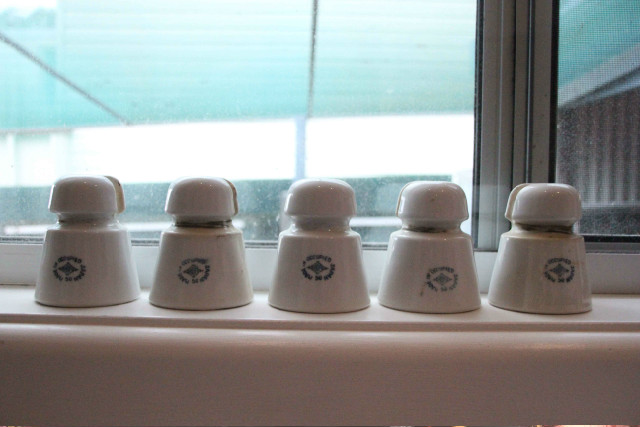 5 1950 Made in occupied Japan porcelain insulators