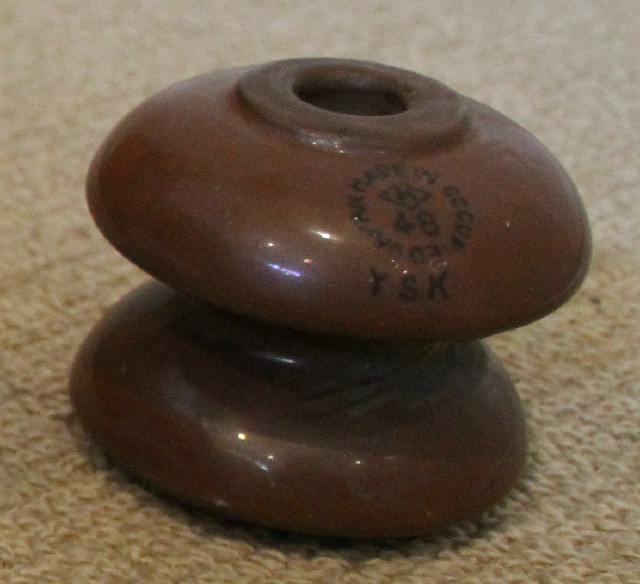 1948 Made in occupied Japan YSK brown porcelain insulator