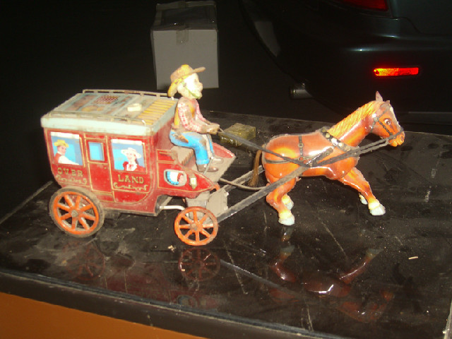 Cragstan Overland Stage Coach tin battery operated toy Cragstan Overland Stage Coach tin battery operated toy