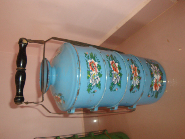 Beautiful Enamel Tiffin carrier with flower embossed