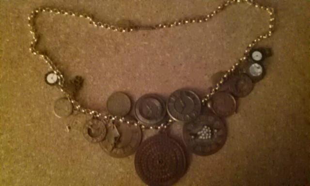 Vintage Brass Pididdly Clock Face Charm Necklace Vintage Brass Pididdly Clock Face Charm Necklace