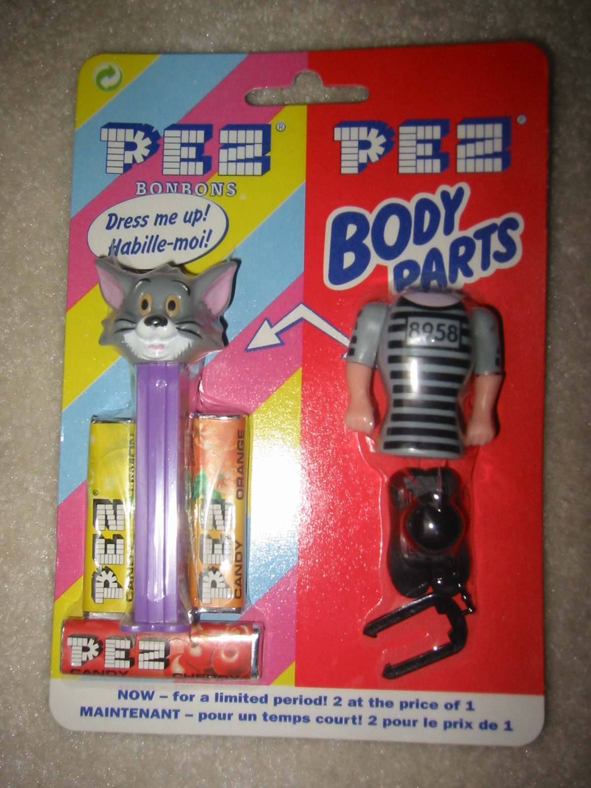 Tom & Jerry Series Pez - Tom with Body Parts