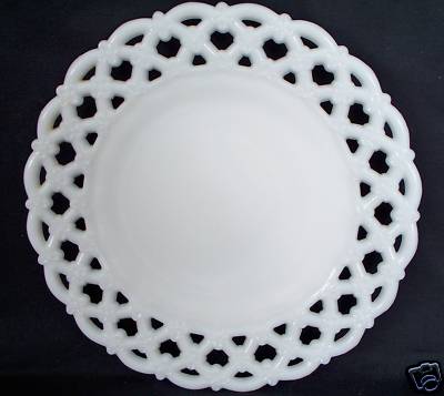 WESTMORELAND OPEN LACE MILK GLASS PLATE -- Antique Price Guide Details Page