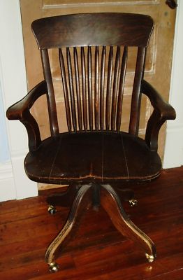 Antique 1900 S Oak Office Desk Chair Heywood Wakefield Antique