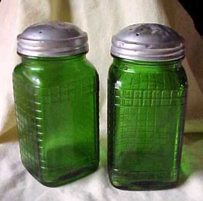 green salt and pepper shakers