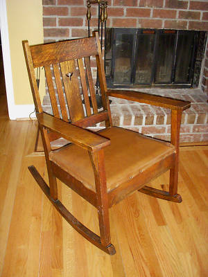 Antique 1860's Mission Oak Rocker Rocking Chair -- Antique Price Guide