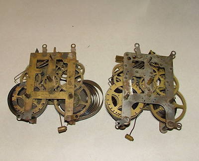 2 antique Gilbert clock movements parts repair -- Antique Price Guide
