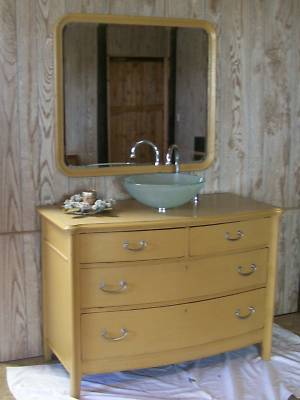 Beautiful Antique Dresser Bathrm Vanity W Vessel Sink Antique