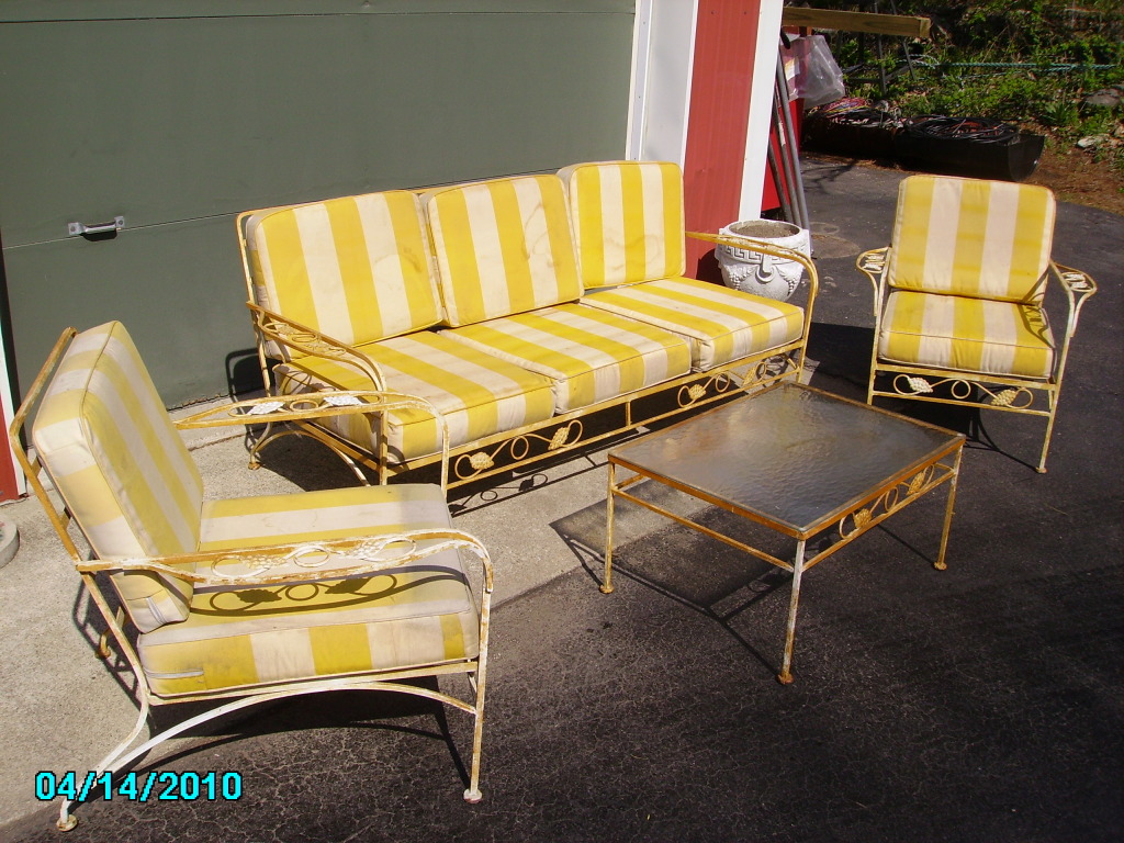 Antique Retro 50 S Wrought Iron Patio Furniture Set Antique