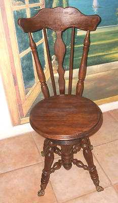 Rare Antique High Back Swivel Piano Stool Seat Chair High Back Swivel Piano Stool Seat Chair