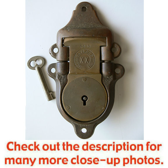 Antique TAYLOR TRUNK WORKS lock+keyXX PROFESSIONALwow Antique