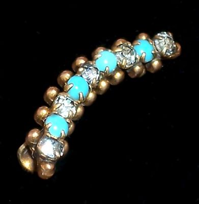 Antique Persian Turquoise Brilliant Paste GF Beauty Pin -- Antique