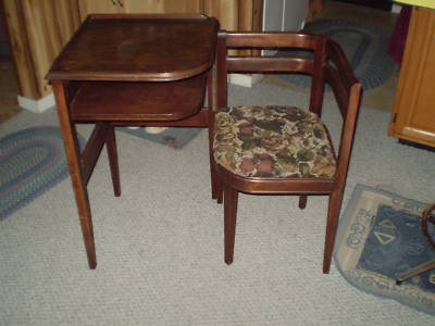 ANTIQUE TELEPHONE DESK WITH ATTACHED NESTING CHAIR RARE -- Antique ANTIQUE TELEPHONE DESK WITH ATTACHED NESTING CHAIR RARE - ANTIQUE TELEPHONE DESK WITH ATTACHED NESTING CHAIR RARE -- Antique