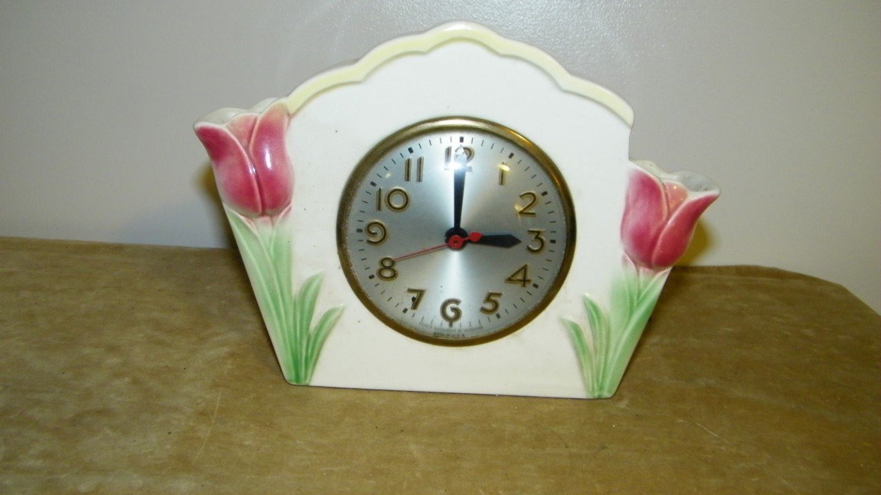 ANTIQUE SESSIONS PORCELAIN TULIP PLANTER CLOCK MODEL W Antique Price