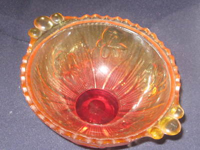 Download Depression Glass Bowl, Iris Pattern, Amberina Color -- Antique Price Guide Details Page