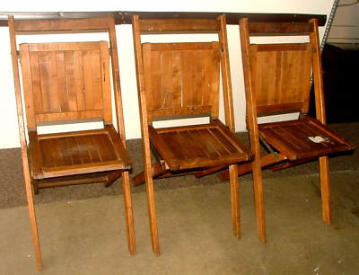 3 Antique/Vtg Simmons Co Wooden Oak Slat Folding Chairs -- Antique 3 Antique/Vtg Simmons Co Wooden Oak Slat Folding Chairs - 3 Antique/Vtg Simmons Co Wooden Oak Slat Folding Chairs -- Antique