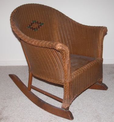 antique childs wicker rocking chair