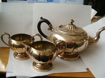 Vintage Viking Copper Tea Pot, Sugar & Creamer, Tea Service, Tea