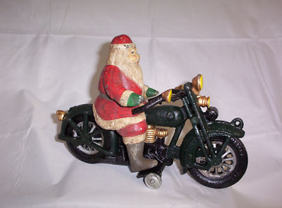 CAST IRON SANTA CLAUS ON A HARLEY - INDIAN MOTORCYCLE -- Antique Price ...