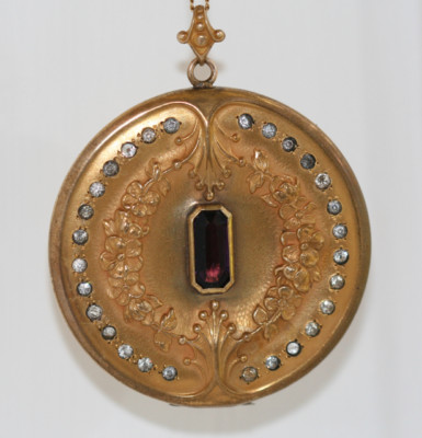 Antique Victorian Enormous Locket with Purple Stone -- Antique Price ...