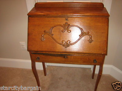 Old Antique Oak Drop Leaf Secretary Desk Antique Price Guide