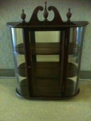 Ferguson Vintage Curved Glass Wood Wall Curio Cabinet Antique