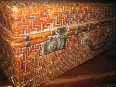 antique wicker suitcase