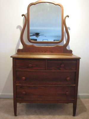 Antique Oak Dresser With Tilt Mirror, Vintage Oak Dresser With Mirror