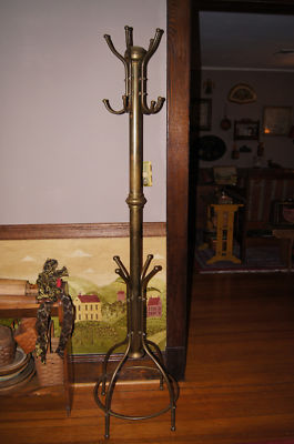 Antique Victorian Tall Brass Hall Tree Stand Coat Rack -- Antique Price ...