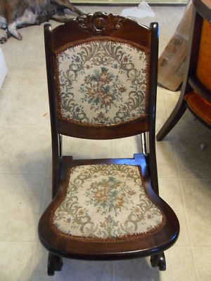 antique rocking damage folding chair wood sold