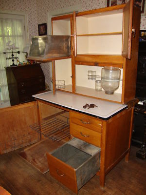 Beautiful Original Oak Hoosier Sellers Kitchen Cabinet Antique