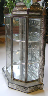 Antique Gl Mexican Silver Metal Curio Cabinet Signd Antique Gl Mexican Silver Metal Curio Cabinet Signd
