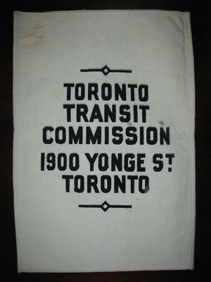 TTC Toronto Transit Commission Vintage Canvas Bag -- Antique Price ...
