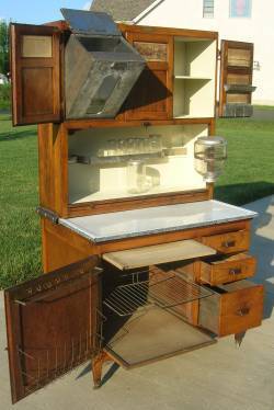 Oak Hoosier Mcdougall Cabinet W Flour Bin Glassware Antique