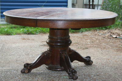 Antique Oak Claw Foot Pedestal Dining Table -- Antique Price Guide