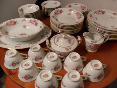 52 PC 8 PLACE SETTING SANGO CHINA DINNERWARE FLORAL MADE IN OCCUPIED ...