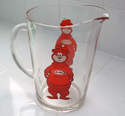 A W Soda Vintage Glass Root Beer Pitcher Bear Graphic Antique Price Guide Details Page