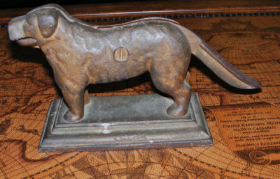 Antique Cast Iron Bronze Mechancial St. Bernard Dog Nutcracker Door Antique Cast Iron Bronze mechancial St. Bernard Dog Nutcracker Door Stop 6 POUND - Antique Cast Iron Bronze Mechancial St. Bernard Dog Nutcracker Door