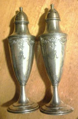 silver plated salt and pepper shakers