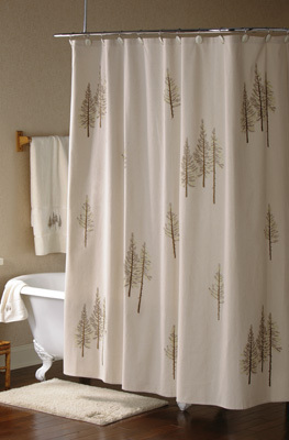 Primitive Christmas Shower Curtain Pine Trees Cream Color Elegant Primitive Christmas Shower Curtain Pine Trees Cream Color Elegant