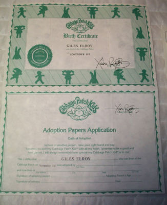 cabbage patch kids birth certificate