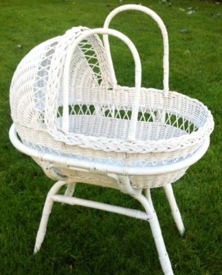 vintage wicker bassinet with stand