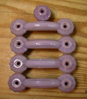 Vintage Antique Purple Milk Glass Drawer Pulls Cabinet Knobs 4