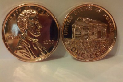 Abraham Lincoln 2009 Repro Log Cabin Penny Jumbo Coin Antique