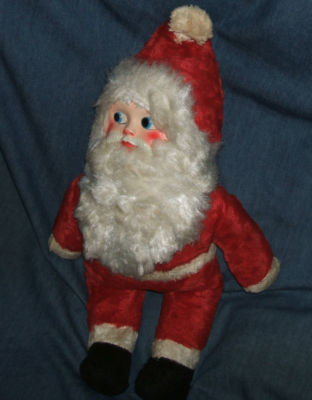 vintage stuffed santa with plastic face