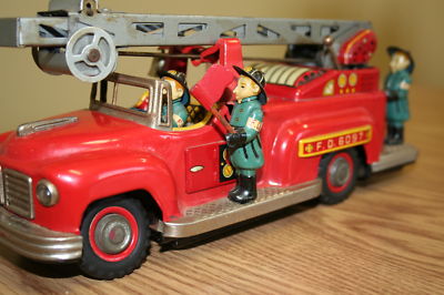 Vintage TN Toy Nomura Fire Truck Japan FD 6097 -- Antique ... 4x rescue fire engine w sound & light red trucks pull back scale model toy 3+.