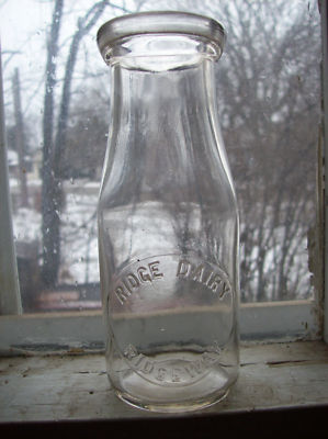 Download Vintage RIDGE DAIRY RIDGEWAY 1/2 pint clear glass Ontario ...