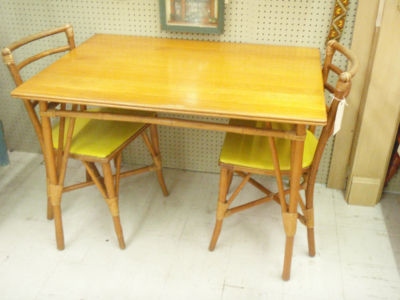 John M Smyth Vintage Rattan Ash Dining Table 4 Upholstered