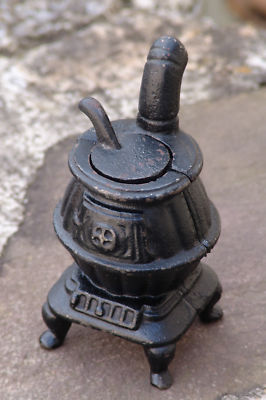 Old Vintage Antique Cast Iron Pot Belly Wood Stove Ashtray or Doll ...